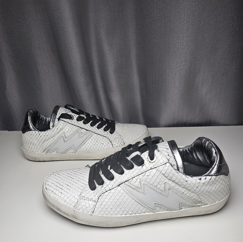 Zadig & Voltaire Neo Keith Snakeskin Embossed Leather Sneakers New No Box - 39